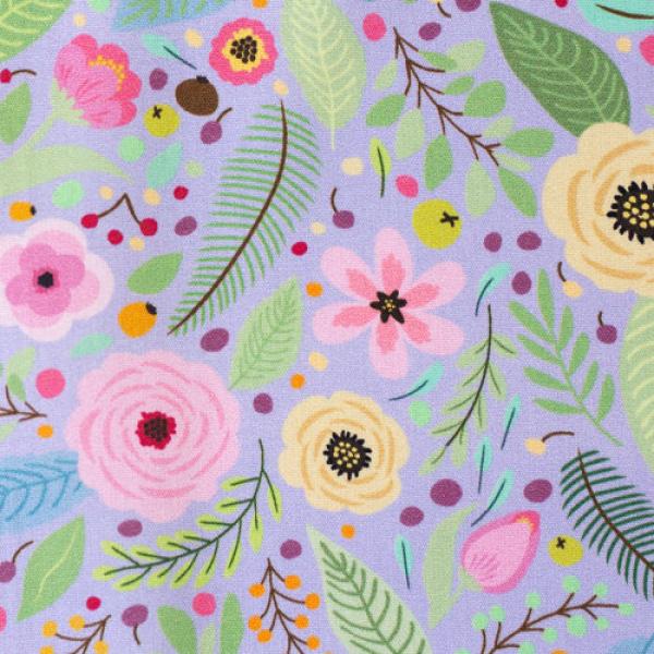 Bauwoll Druck Blüten und Blätter auf Flieder von Happy Easter by Swafing 